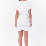 Stretch Linen Shirred Mini Dress