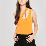 One Shoulder Cut-out Detail Knit Bodysuit