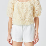 Mesh Fabric Floral Shape Top