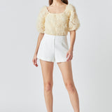 Mesh Fabric Floral Shape Top