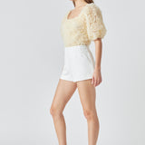 Mesh Fabric Floral Shape Top