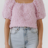 Mesh Fabric Floral Shape Top