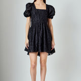 Texture Floral Organza Mini Dress