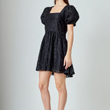Texture Floral Organza Mini Dress