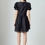 Texture Floral Organza Mini Dress