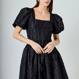 Texture Floral Organza Mini Dress