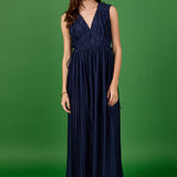 Pleated Straps Detail Midi Dress