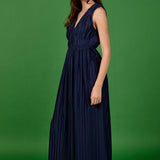 Pleated Straps Detail Midi Dress