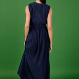 Pleated Straps Detail Midi Dress