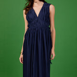 Pleated Straps Detail Midi Dress