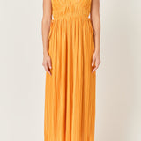 Pleated Straps Detail Midi Dress