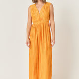 Pleated Straps Detail Midi Dress