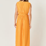 Pleated Straps Detail Midi Dress