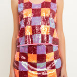 Checkered Sequin Top
