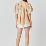 Pleated Puff Sleeve Top