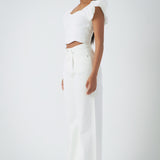 Shirring Detail Puff Sleeve Cropped Top