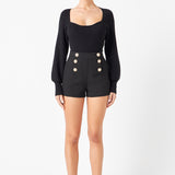 Gold Color Button Detail Shorts