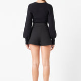 Gold Color Button Detail Shorts
