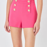 Gold Color Button Detail Shorts