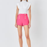Gold Color Button Detail Shorts