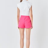 Gold Color Button Detail Shorts