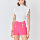 Gold Color Button Detail Shorts