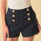 Gold Color Button Detail Shorts