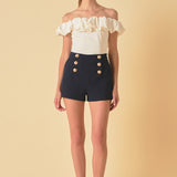 Gold Color Button Detail Shorts