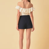 Gold Color Button Detail Shorts