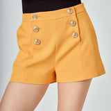 Gold Color Button Detail Shorts