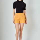 Gold Color Button Detail Shorts