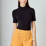 Gold Color Button Detail Shorts