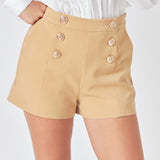 Gold Color Button Detail Shorts