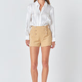 Gold Color Button Detail Shorts