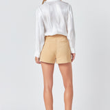 Gold Color Button Detail Shorts