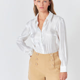 Gold Color Button Detail Shorts