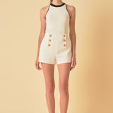 Gold Color Button Detail Shorts