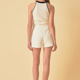 Gold Color Button Detail Shorts