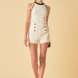 Gold Color Button Detail Shorts