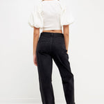GREY LAB-Square neckline Puff Sleeve Stretch Fabric Top-TOPS available at Objectrare