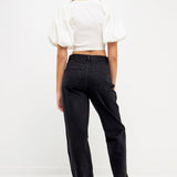 GREY LAB-Square neckline Puff Sleeve Stretch Fabric Top-TOPS available at Objectrare