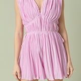V-Neck Pleated Romper