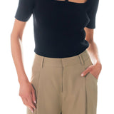 Cut-out Detail Short Sleeve Knit Top