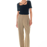 Cut-out Detail Short Sleeve Knit Top