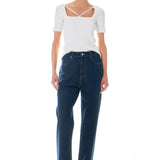 Cut-out Detail Short Sleeve Knit Top