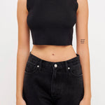 GREY LAB-Knit Crew Neck Cropped Tank Top-CAMI TOPS & TANK available at Objectrare
