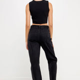 GREY LAB-Knit Crew Neck Cropped Tank Top-CAMI TOPS & TANK available at Objectrare