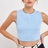 GREY LAB-Knit Crew Neck Cropped Tank Top-CAMI TOPS & TANK available at Objectrare