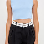 GREY LAB-Knit Crew Neck Cropped Tank Top-CAMI TOPS & TANK available at Objectrare