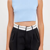 GREY LAB-Knit Crew Neck Cropped Tank Top-CAMI TOPS & TANK available at Objectrare